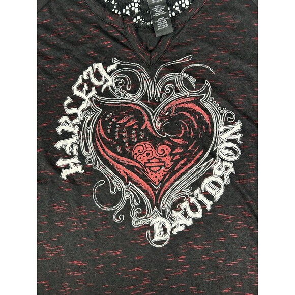 Tops - NWT 2016 Harley Davidson Lace Short Sleeve Women L T-shirt‎ Heart Grunge Y2K